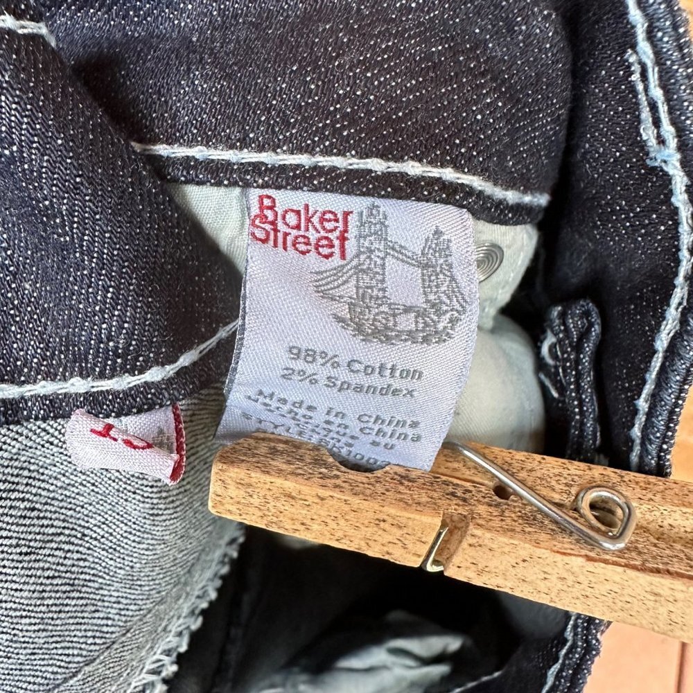 Baker Street Denim Dark Blue Heavy Stitch Crop Cuffed NWT Jeans Size 15 - Picture 6 of 13